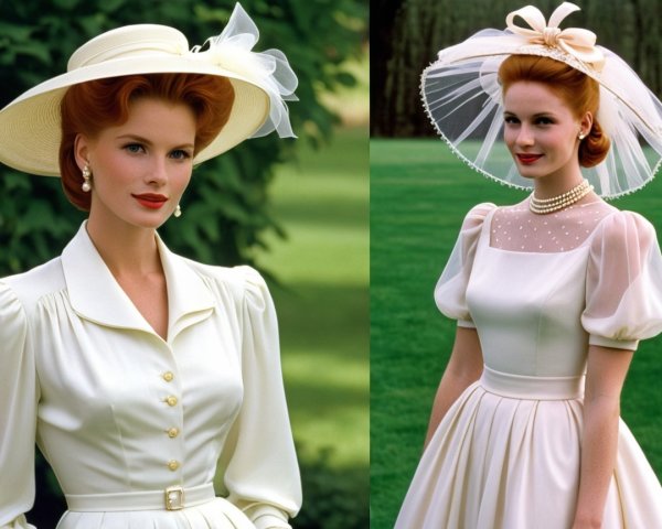 Elegantly Dressed Women in Classic White Outfits