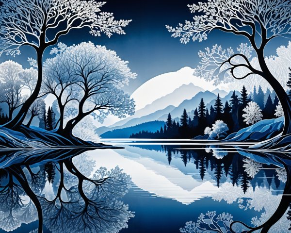 Serene Winter Landscape with Snow-Covered Trees