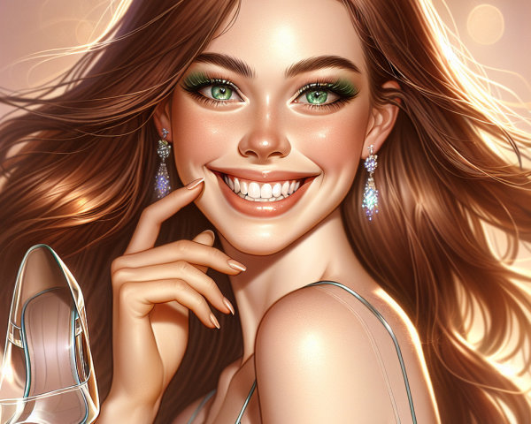 Glamorous Woman with Green Eyes and Stylish Accessories