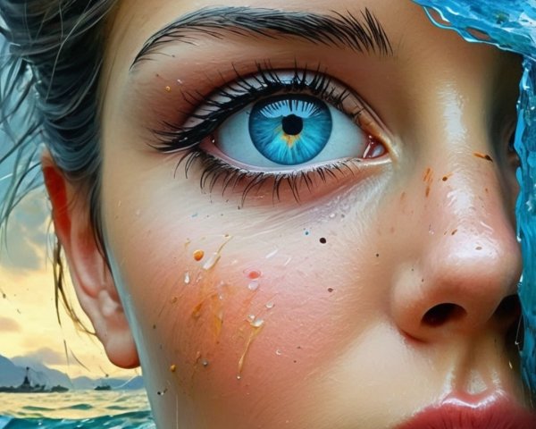 Close-Up of a Young Woman's Striking Blue Eye