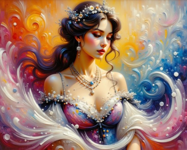 Portrait of a Woman with Jewelry and Colorful Background