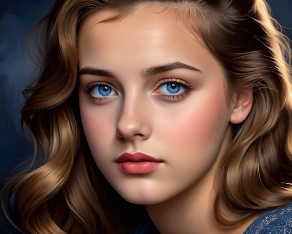 Close-Up Portrait of a Young Woman with Blue Eyes