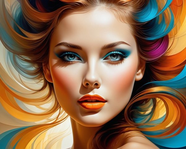 Vibrant Portrait of a Woman with Colorful Hair