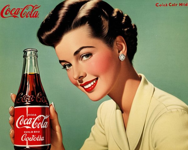 Vintage Coca-Cola Advertisement with Cheerful Woman