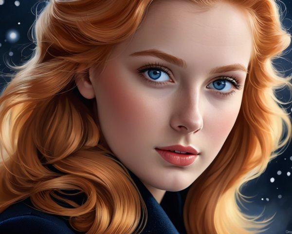 Close-Up Portrait of a Young Woman in Winter Setting