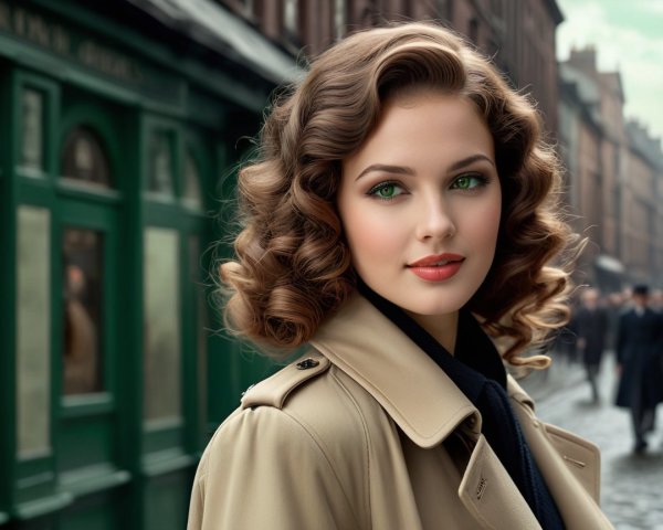 Elegant Young Woman on Charming Historic Street