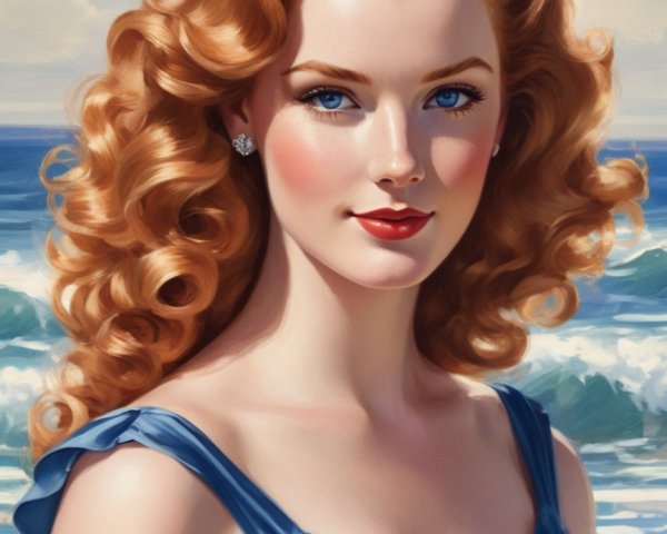 Portrait of a Young Woman with Curly Red Hair