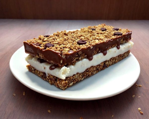 Layered Snack with Granola, Cream Filling, and Chocolate