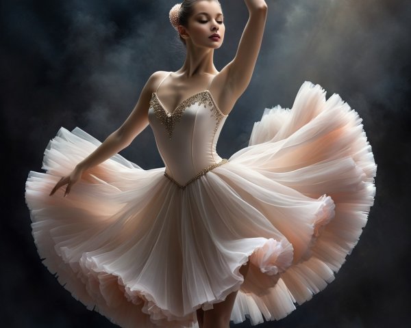 Ballet Dancer in Elegant Pose with Tutu and Lighting