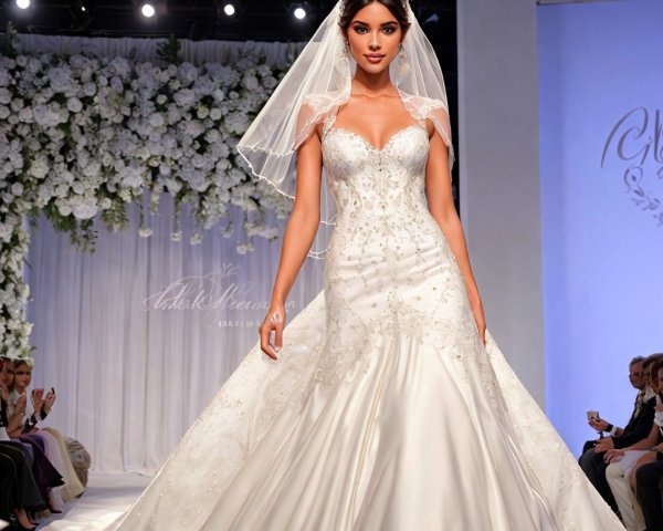Ivory Wedding Gown with Beadwork and Lace Details