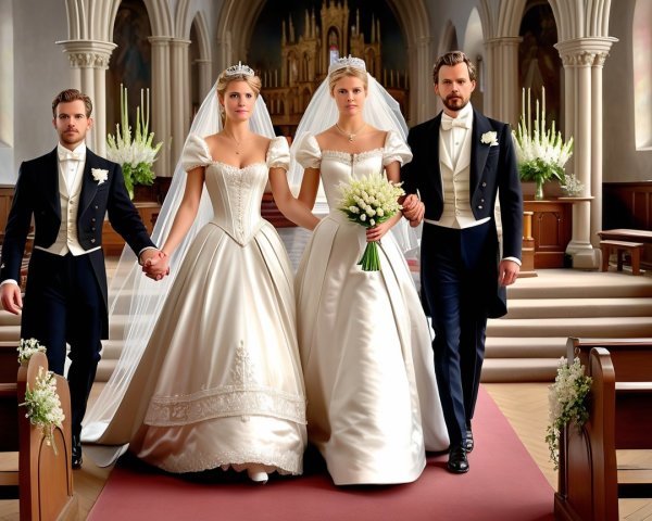 Elegant Wedding Ceremony with Two Brides and Grooms