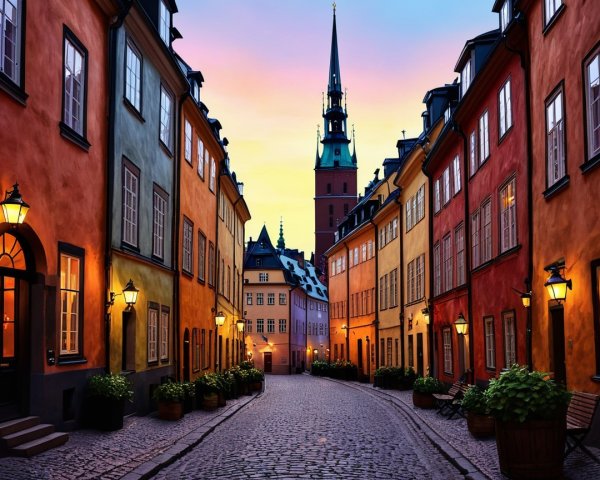 Charming Cobblestone Street in Historic District