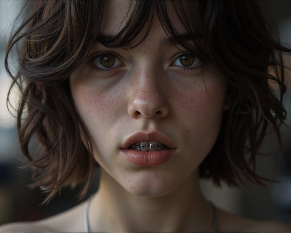 Close-up Portrait of a Young Person with Freckles