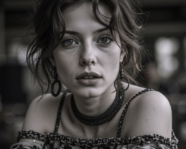 Close-Up Portrait of Young Woman with Tousled Hair