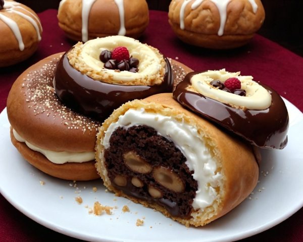 Assorted Doughnuts with Chocolate and Vanilla Fillings
