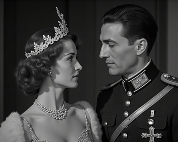 Glamorous Black and White Portrait of Elegant Couple