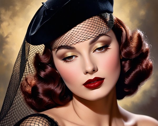 Glamorous Woman in Vintage Style with Ethereal Glow
