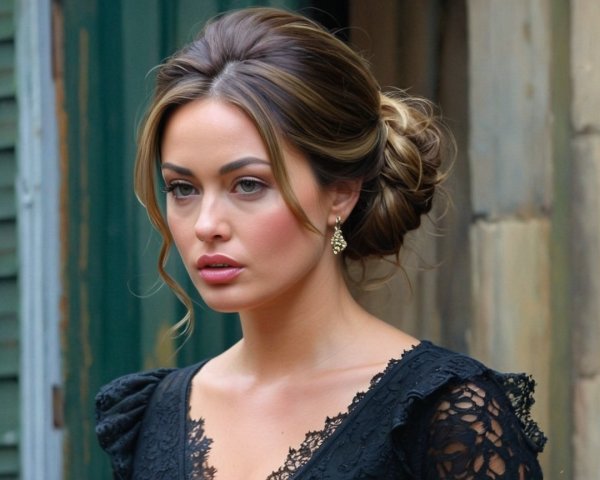 Sophisticated Woman in Elegant Updo and Black Dress