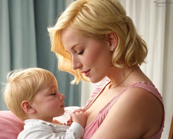 Tender Mother-Child Moment in Soft Lighting