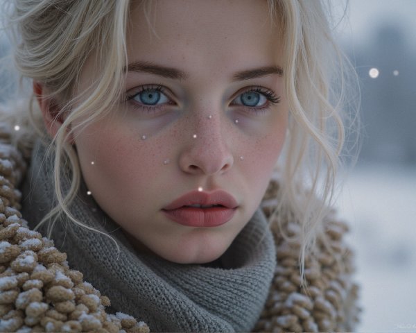 Portrait of a Young Woman in Winter Setting