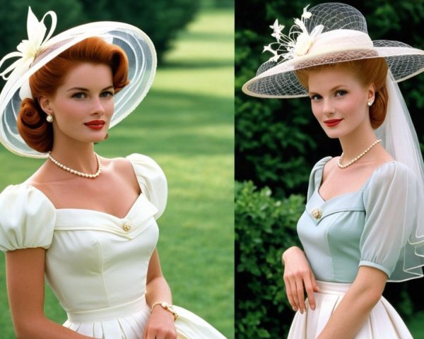Elegant Vintage-Inspired Women's Outfits Displayed