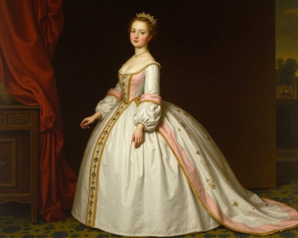 Woman in Elegant Historical Gown with Tiara