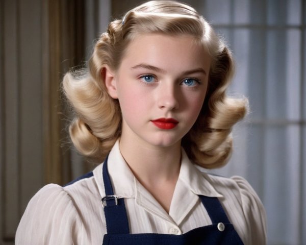 Young girl with retro waves and classic makeup