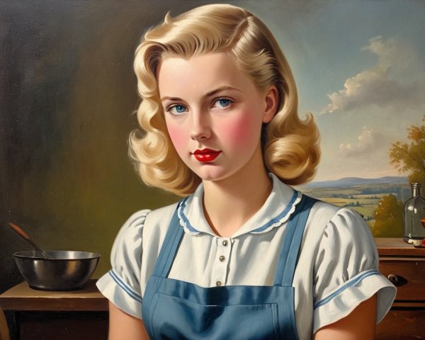 Classic Portrait of Young Woman in Mid-20th Century Style
