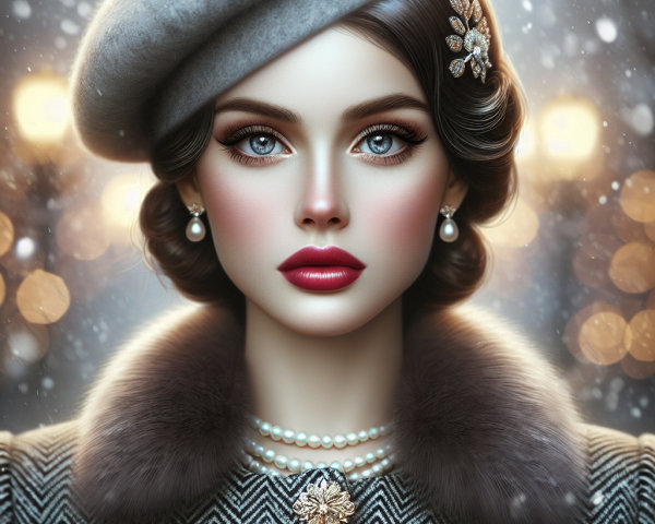 Glamorous Woman in Elegant Outfit with Accessories