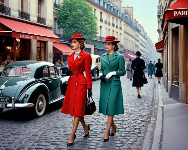Elegant Women in Parisian Street Fashion Scene