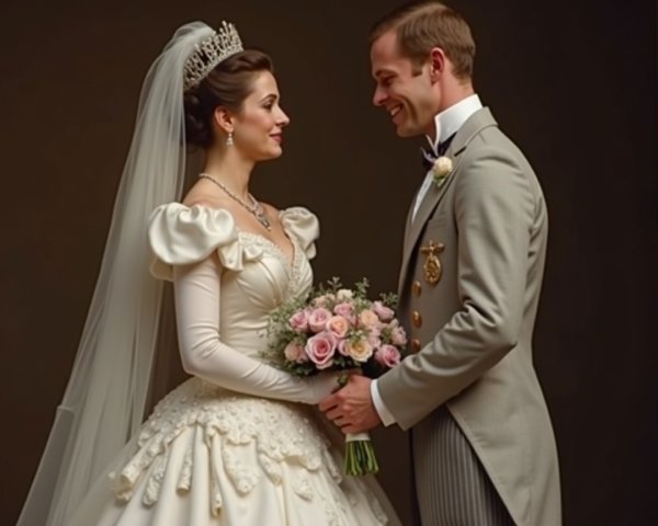Bride and groom share joyful moment in elegant attire