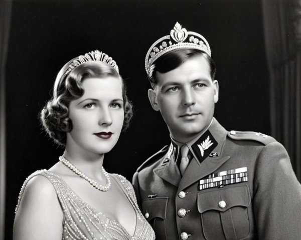 Vintage Portrait of Glamorous Couple in Uniform