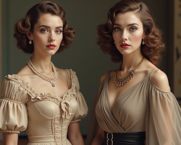Elegant Vintage Fashion of Two Styled Women