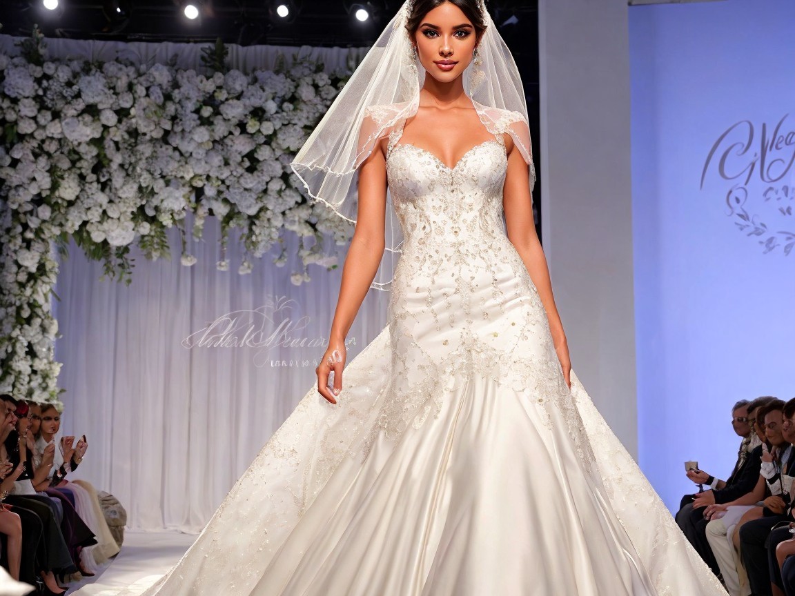 Ivory Wedding Gown with Beadwork and Lace Details