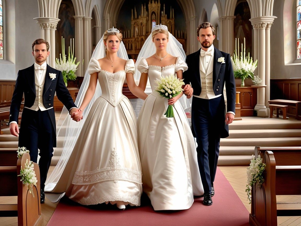 Elegant Wedding Ceremony with Two Brides and Grooms