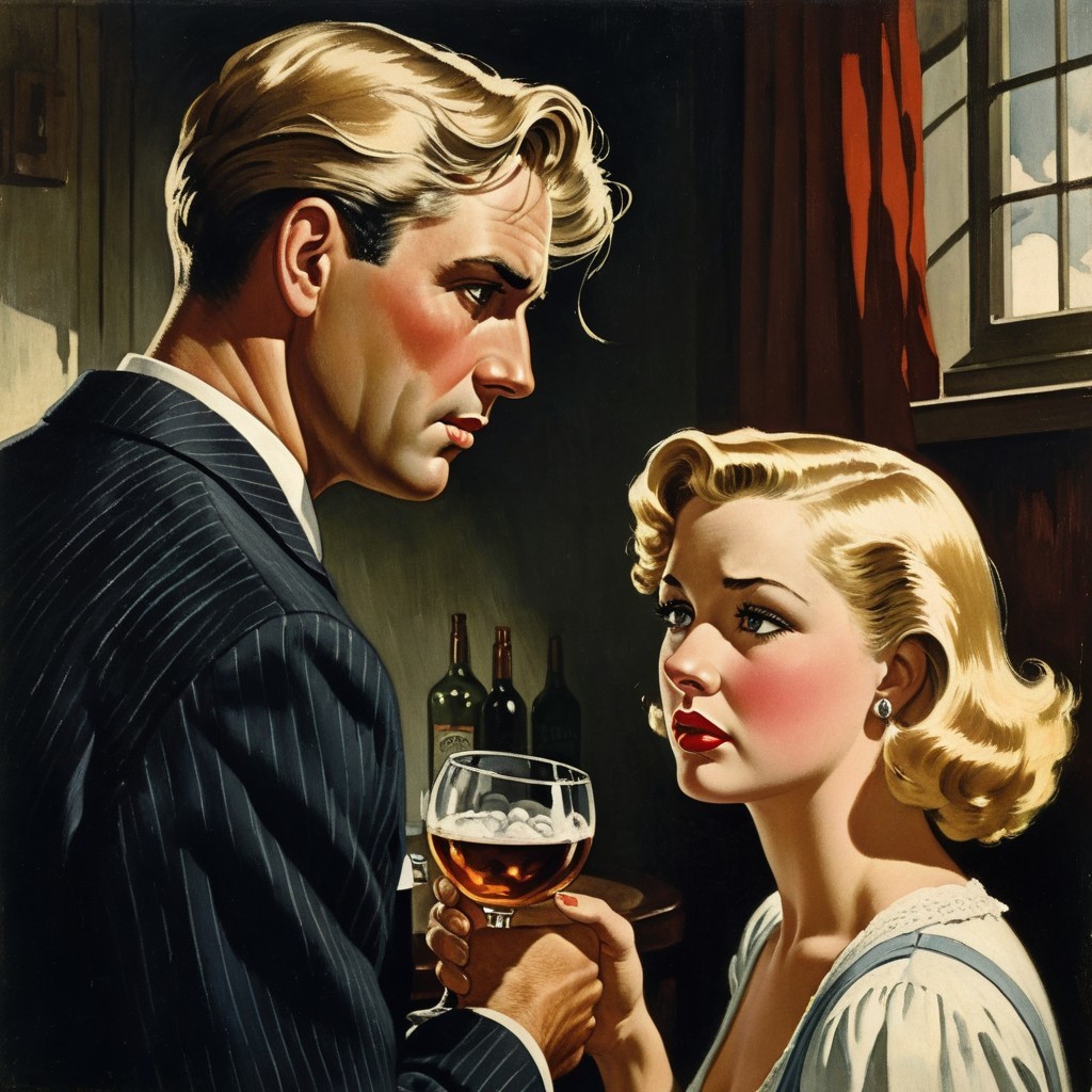 Vintage Scene of Tension Between Man and Woman