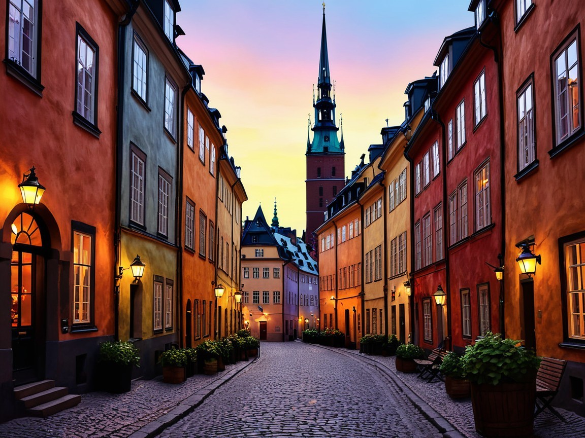 Charming Cobblestone Street in Historic District
