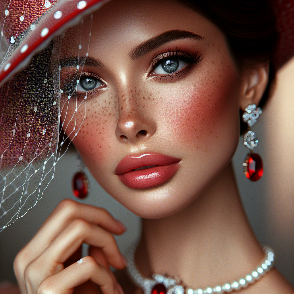 Close-up Portrait of a Woman with Blue Eyes and Freckles