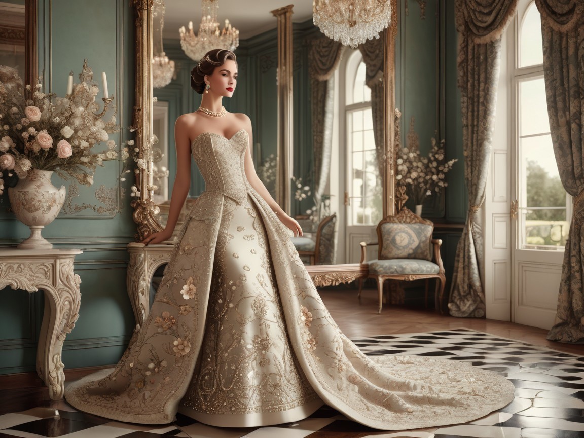 Elegant Woman in Lavish Room with Intricate Decor