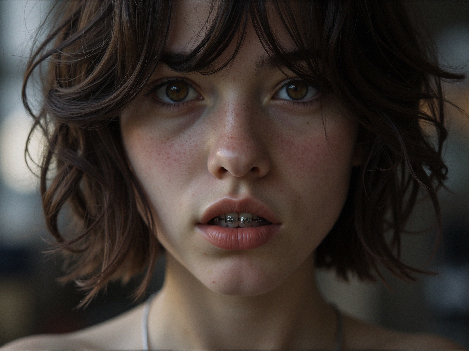 Close-up Portrait of a Young Person with Freckles