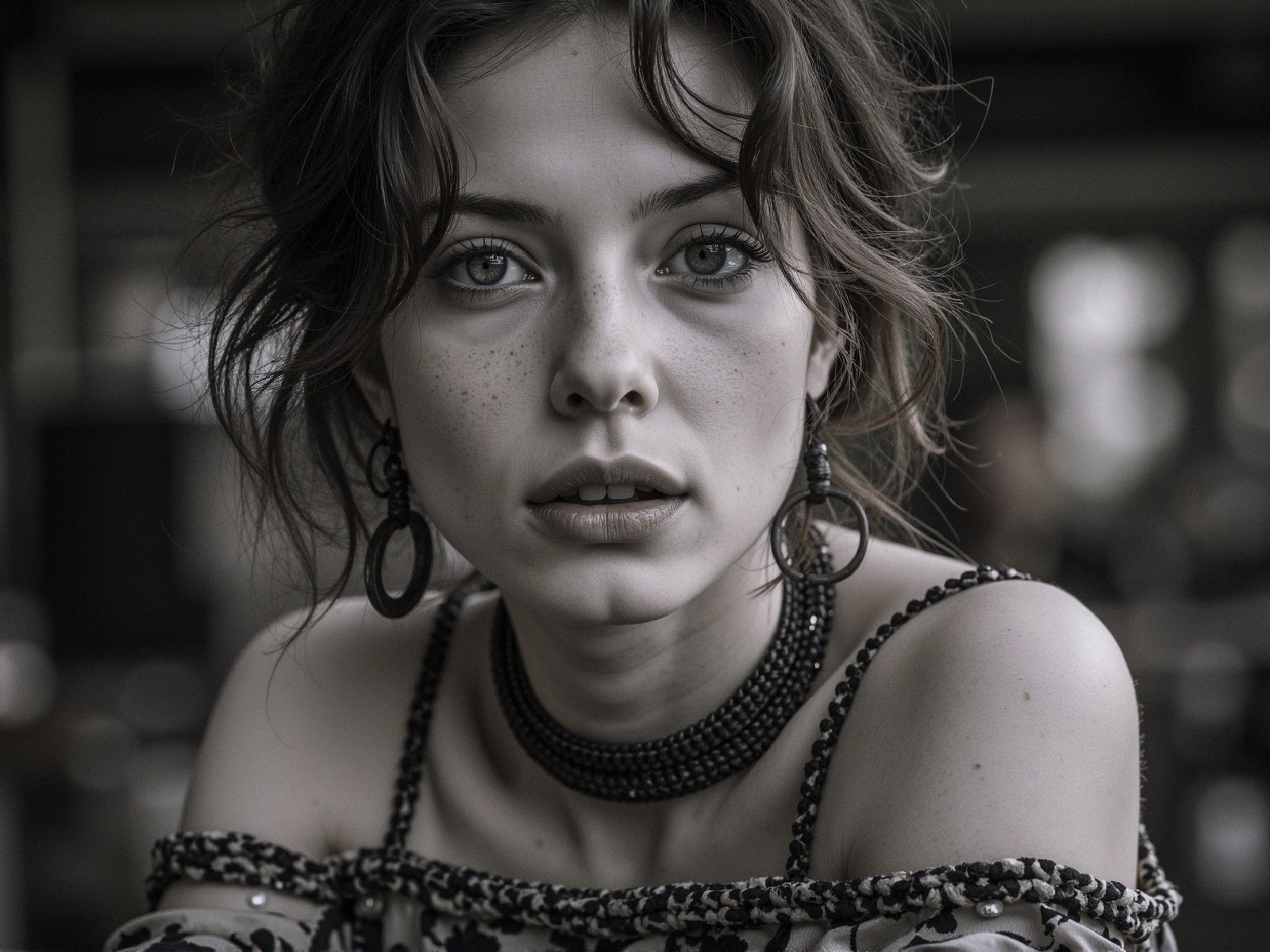Close-Up Portrait of Young Woman with Tousled Hair