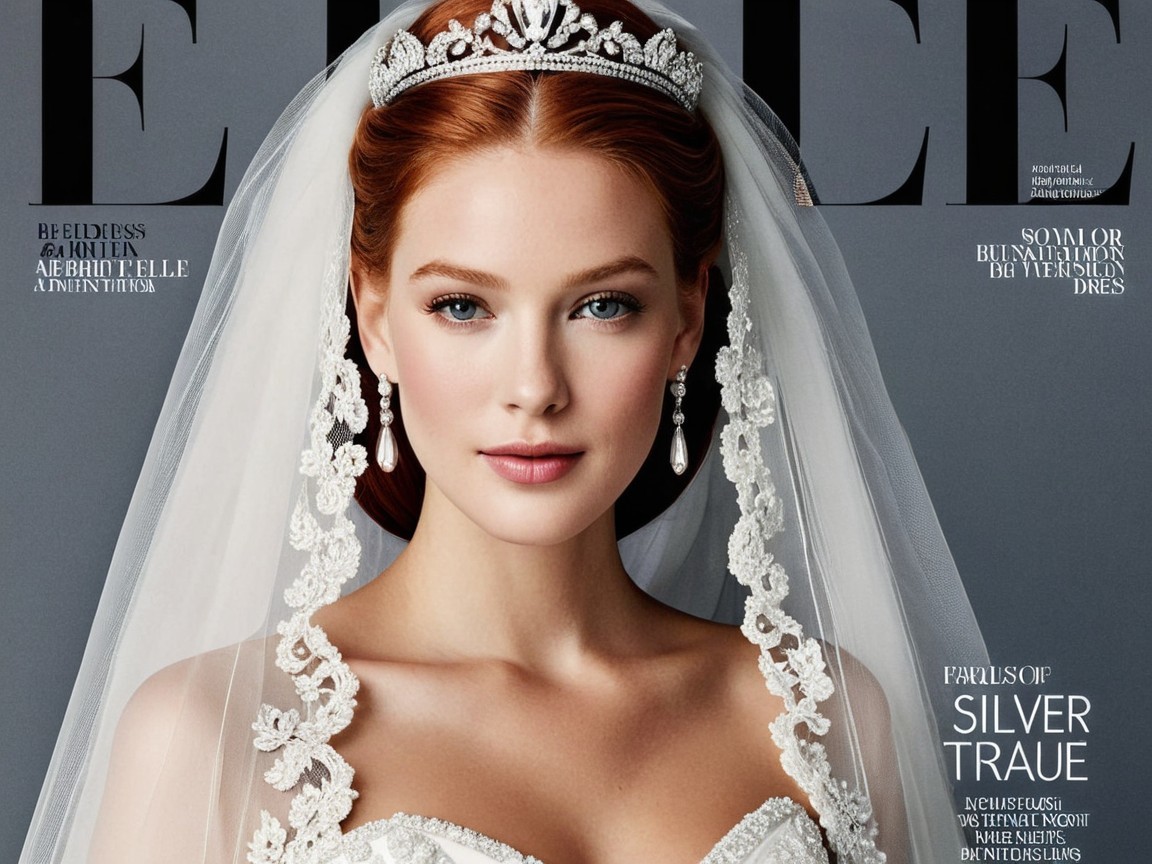 Bridal Portrait with Tiara, Veil, and Lace Gown