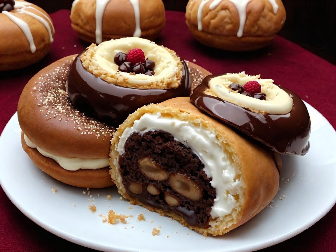 Assorted Doughnuts with Chocolate and Vanilla Fillings