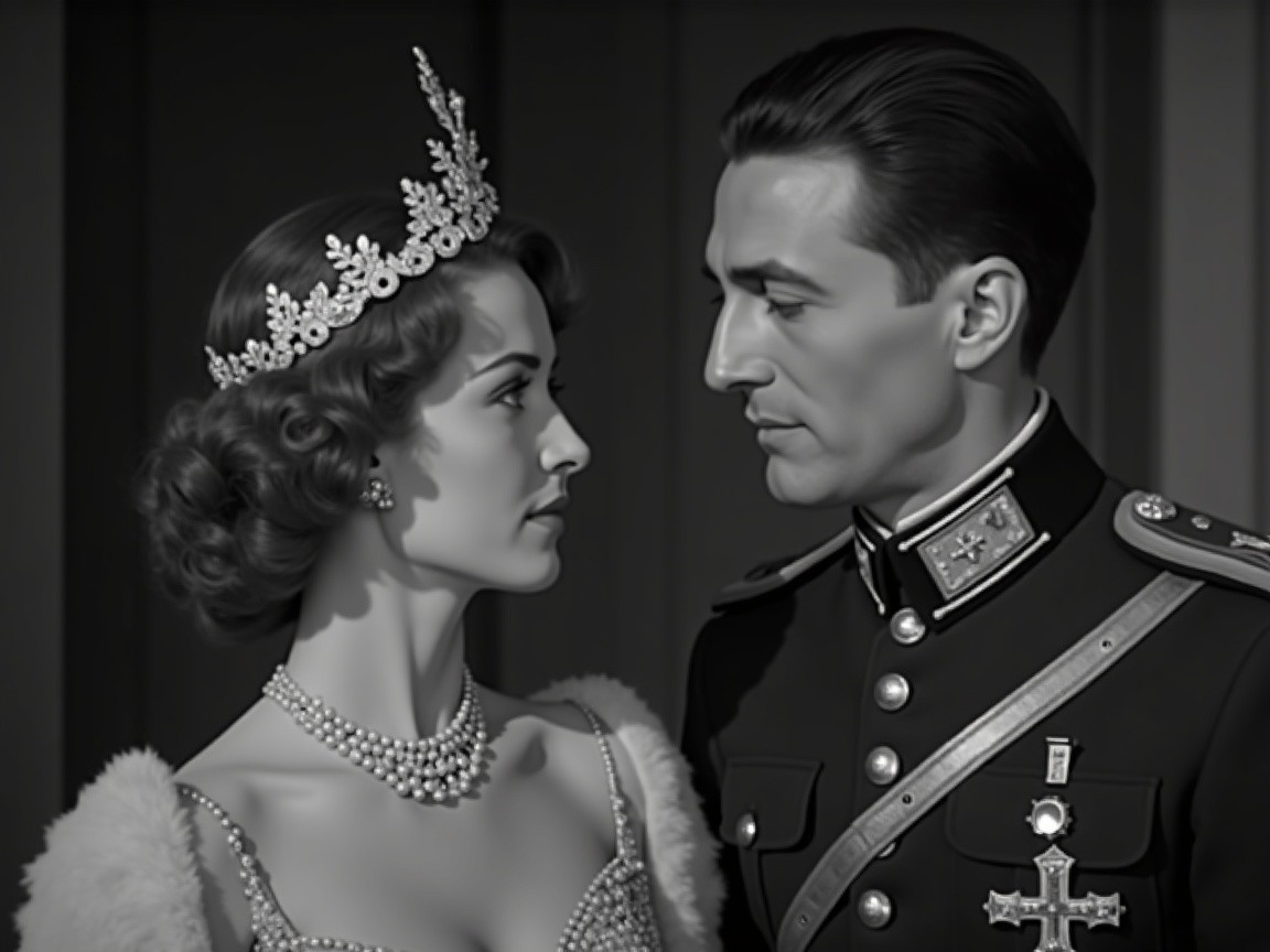 Glamorous Black and White Portrait of Elegant Couple