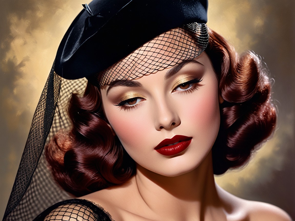 Glamorous Woman in Vintage Style with Ethereal Glow