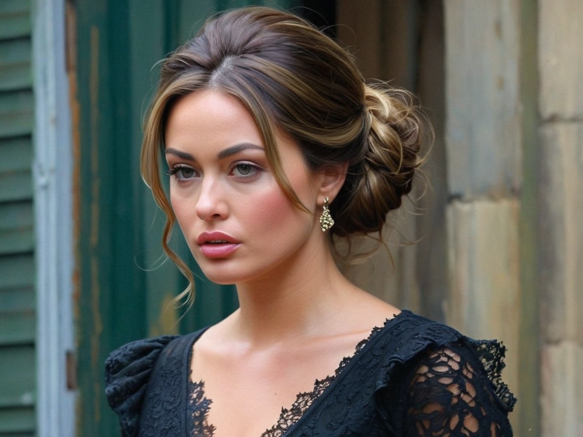 Sophisticated Woman in Elegant Updo and Black Dress