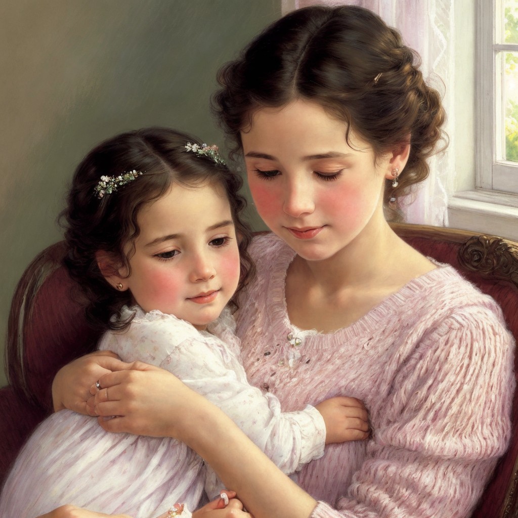 Tender Moment Between Two Young Sisters in Natural Light