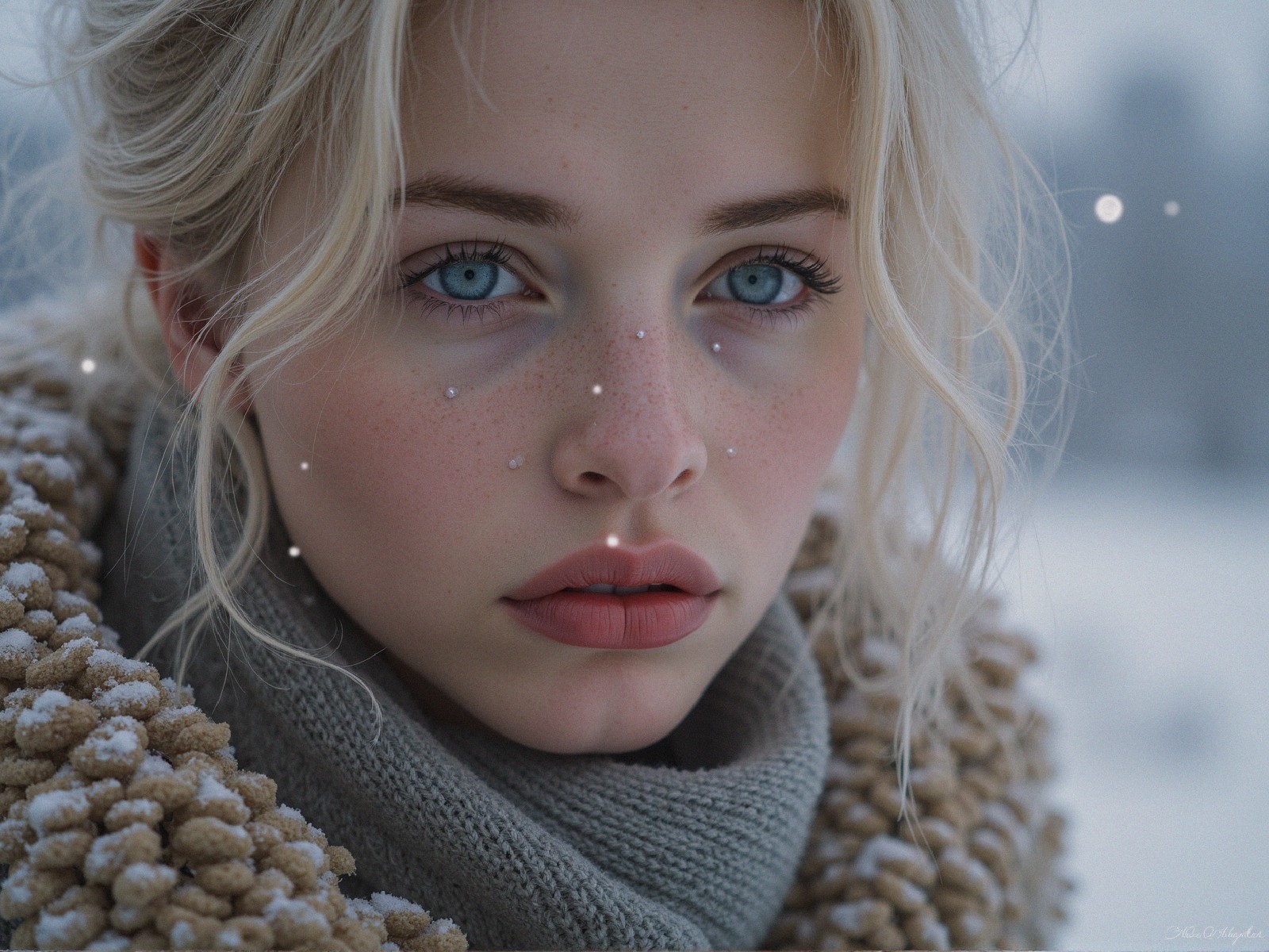 Portrait of a Young Woman in Winter Setting