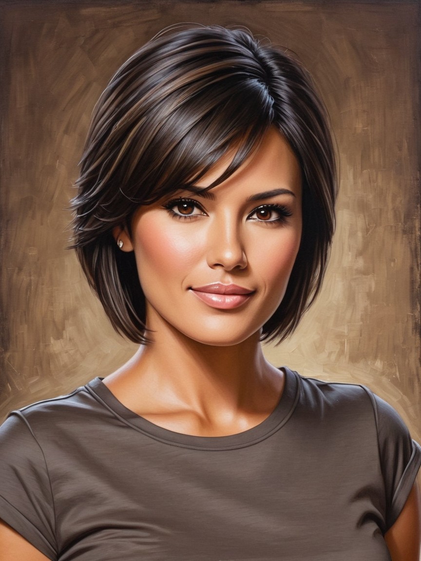 Portrait of a young woman with a stylish bob haircut
