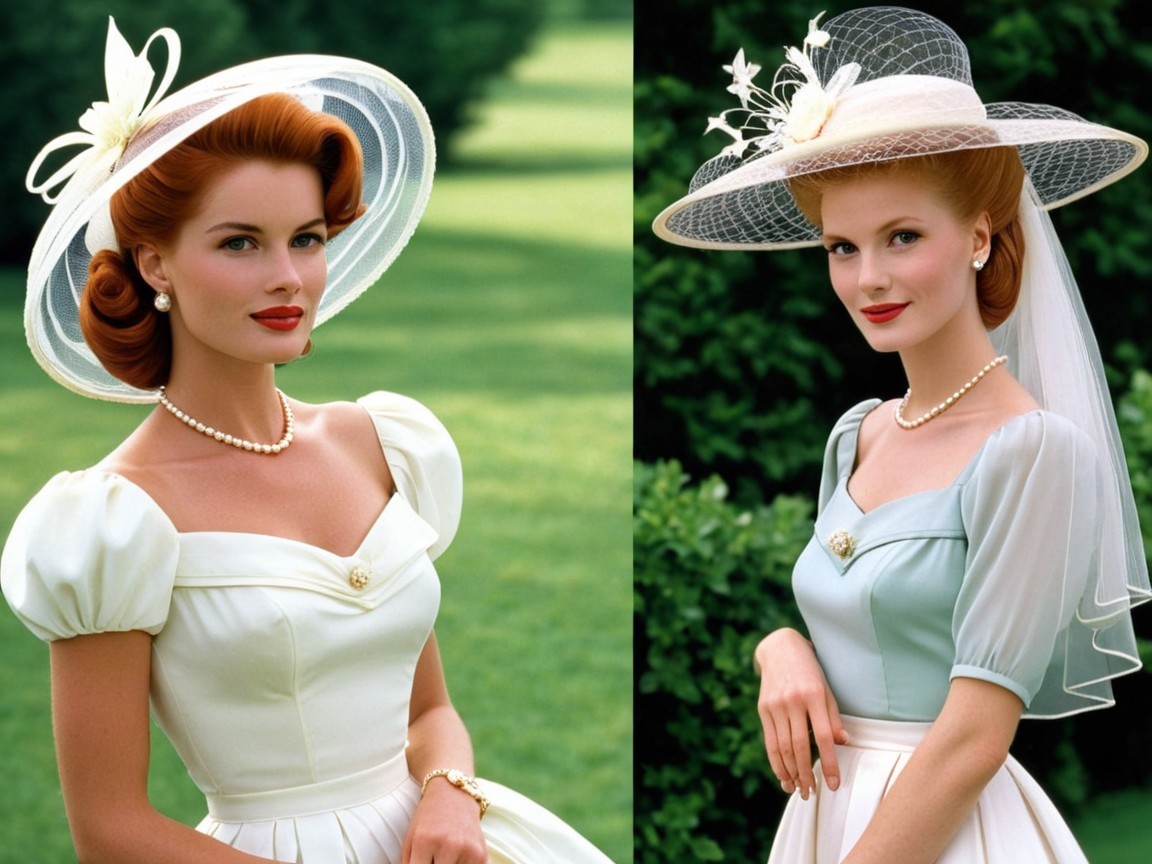Elegant Vintage-Inspired Women's Outfits Displayed